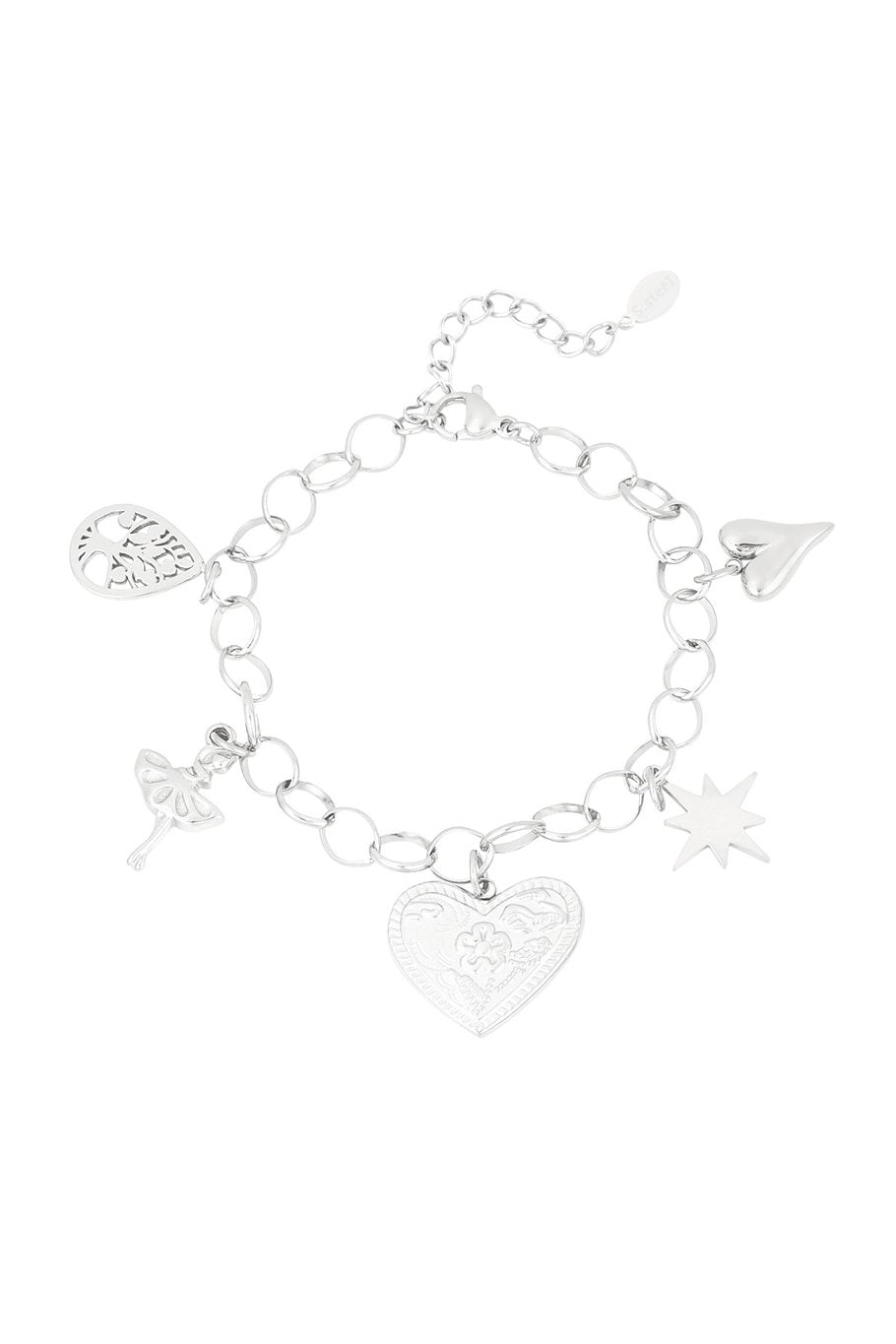 Charm Armband „Heartflower“ - Stainless Steel in Silber