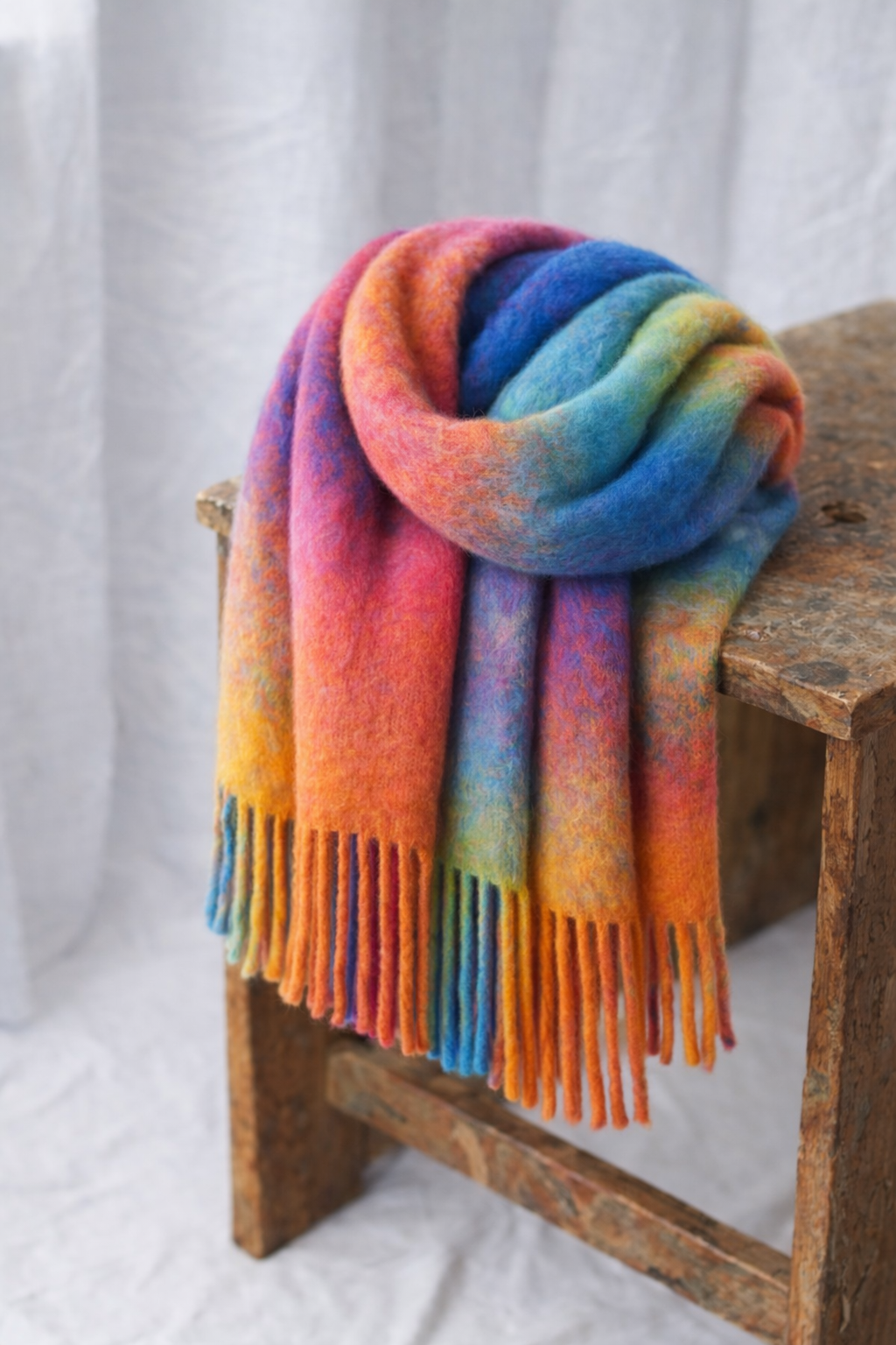 Rainbow Cozy Scarf – extra weicher Kuschelschal in Multicolor