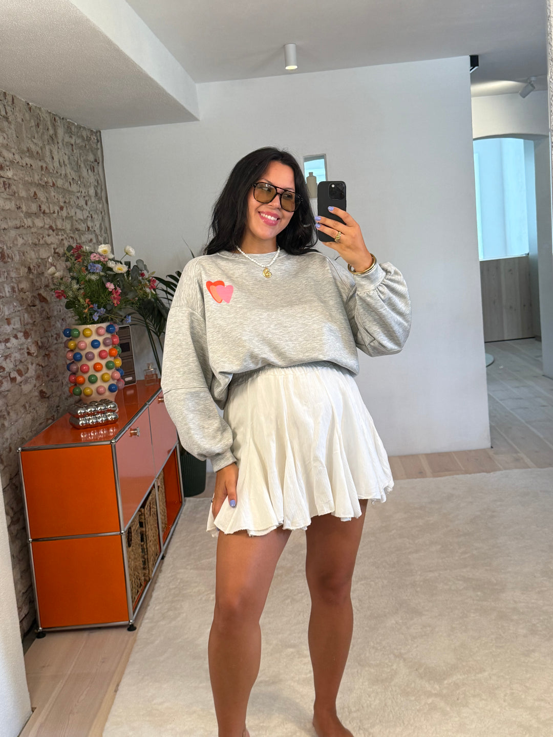 Pullover "Positive Vibes" in Hellgrau