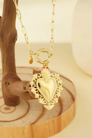 Tropical Heart Halskette – Stainless Steel in Gold
