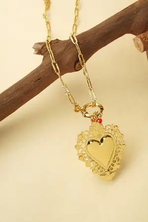 Tropical Heart Halskette – Stainless Steel in Gold