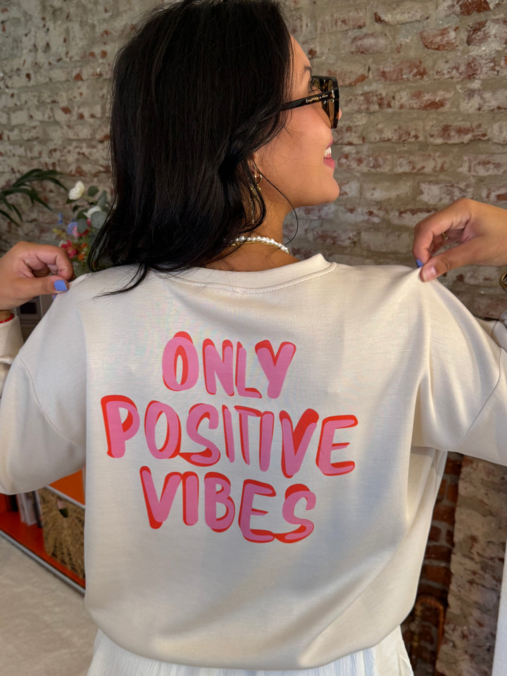 Pullover "Positive Vibes" in Hellgrau