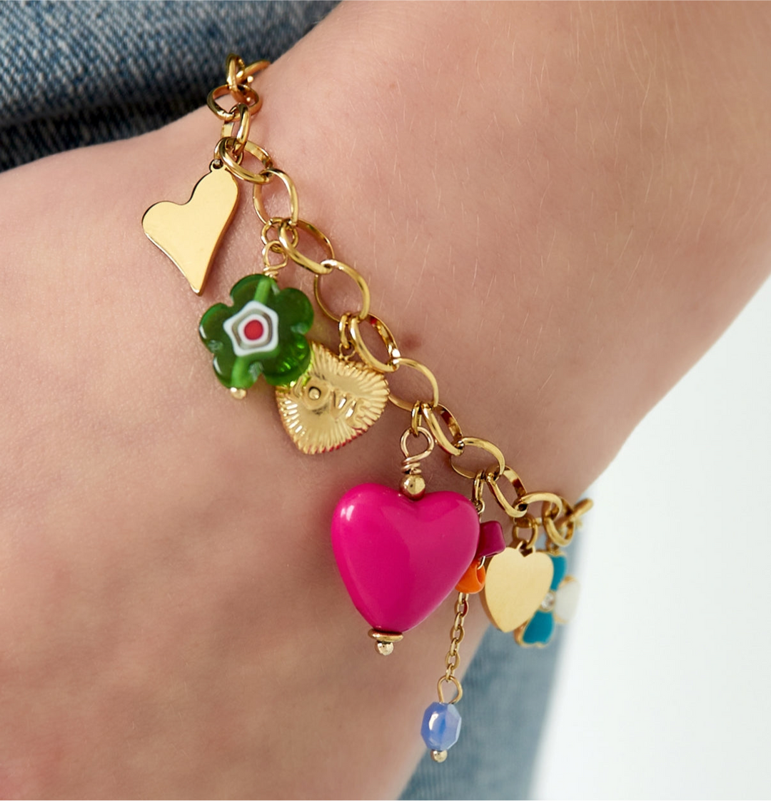 Bettelarmband „Pinky Heart“ - Stainless Steel in Gold