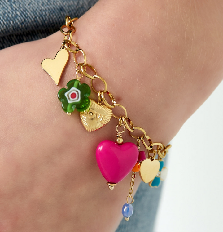 Bettelarmband „Pinky Heart“ - Stainless Steel in Gold