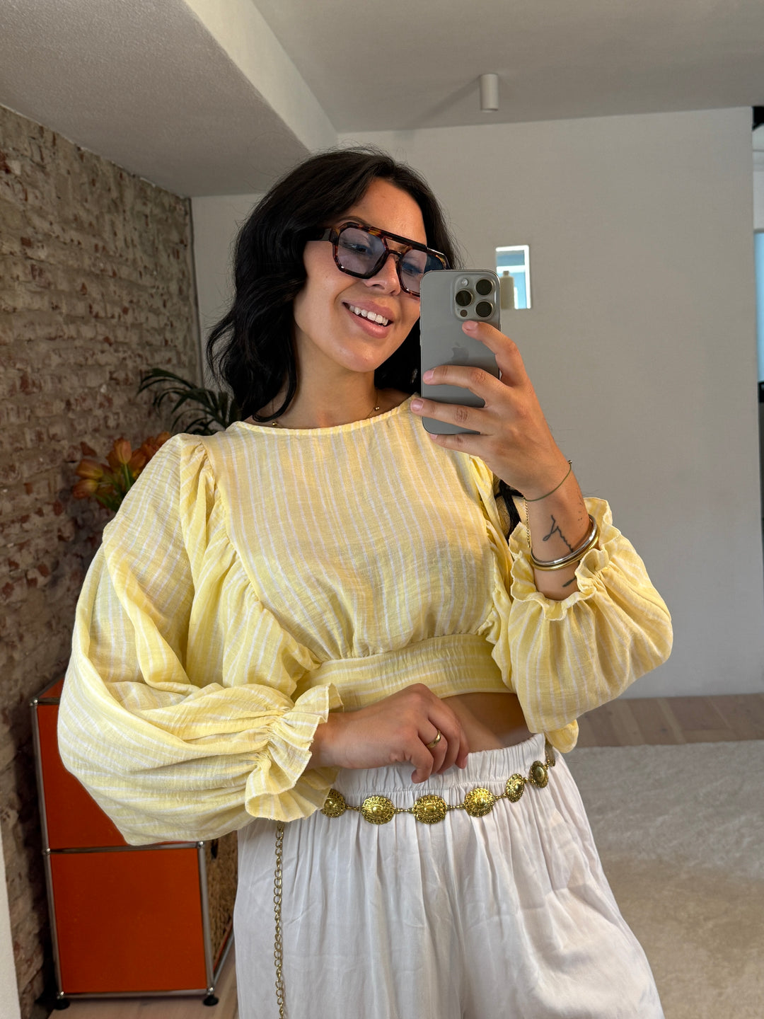 Verspielte Bluse in Leinenoptik „Jolie“