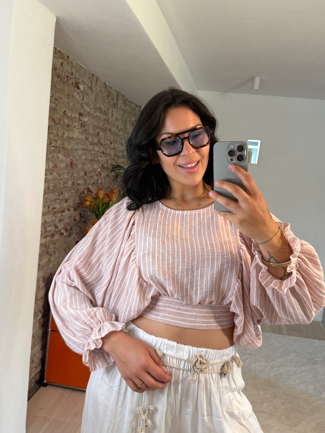 Verspielte Bluse in Leinenoptik „Jolie“