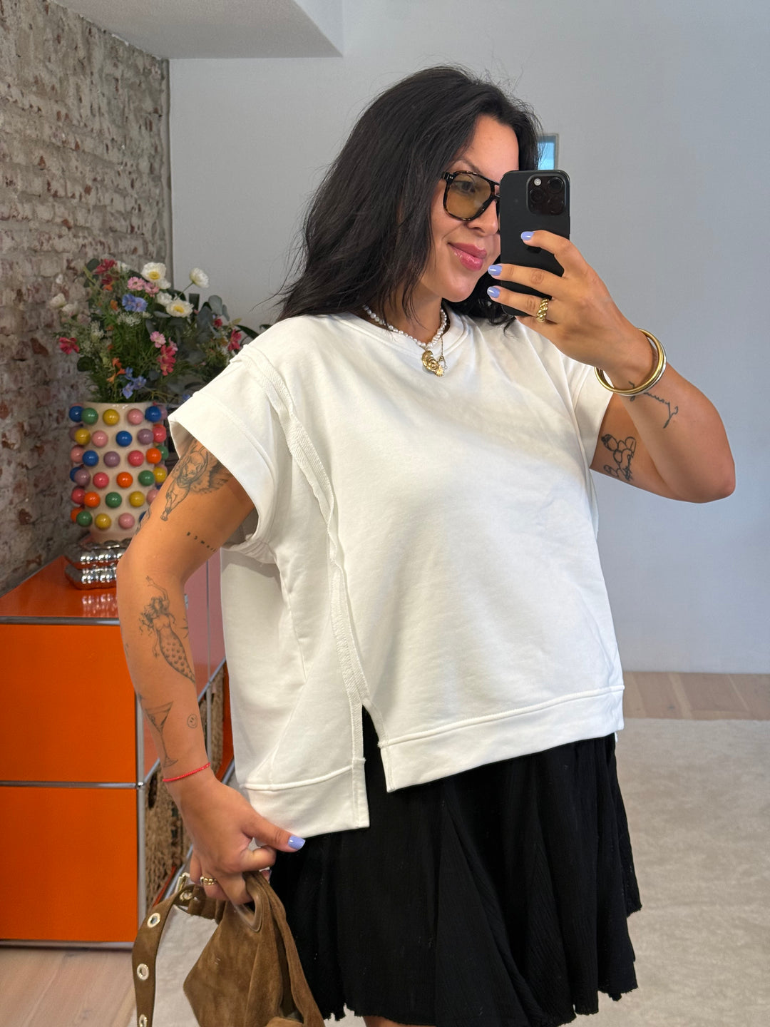 "Easy Cut" Baumwoll-Shirt in Weiß