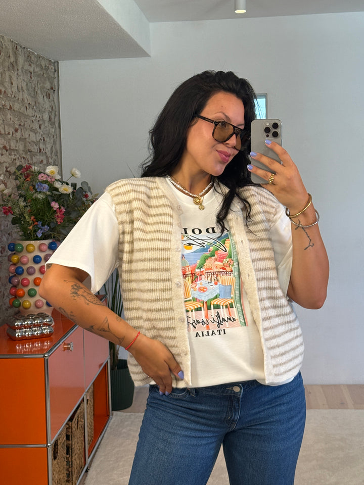 Gestreifte Weste "Trendy" in Beige