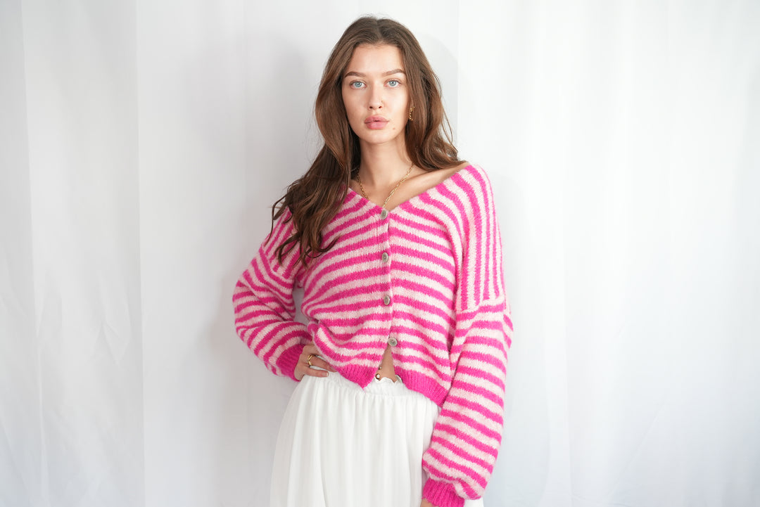 Cardigan mit Streifen in vielen Farben