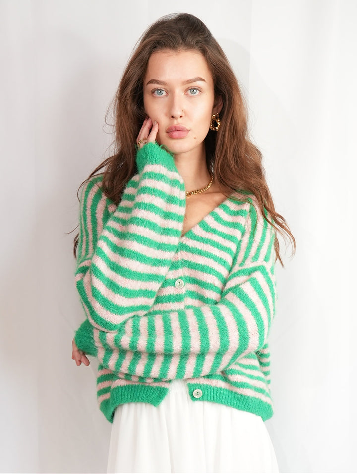 Cardigan mit Streifen in vielen Farben