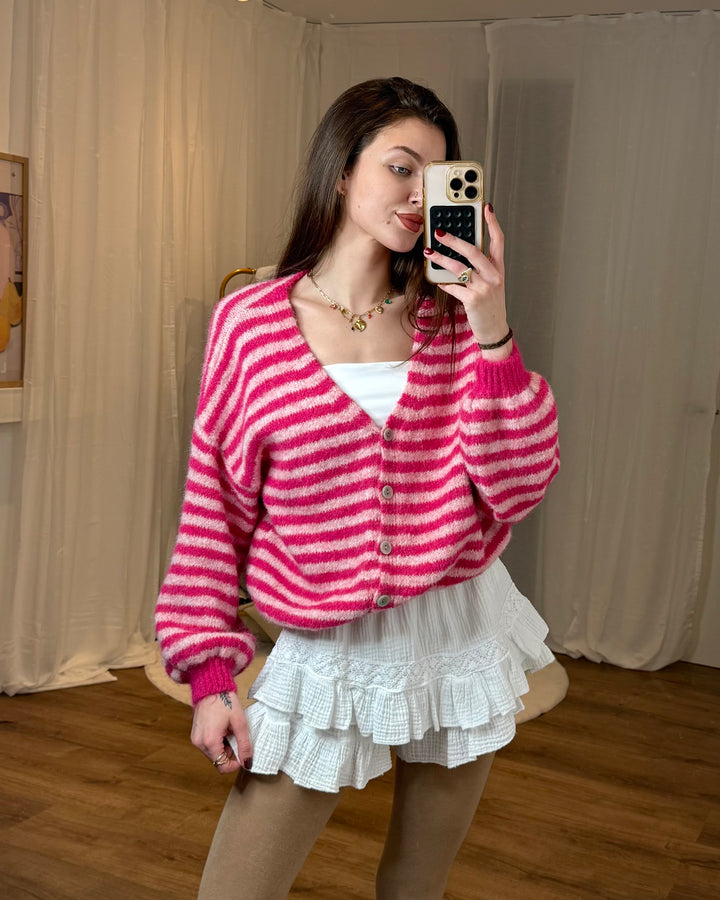 Cardigan mit Streifen in vielen Farben