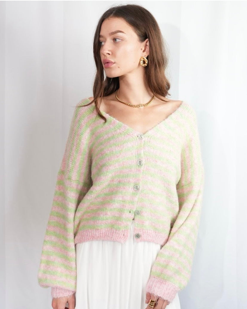 Cardigan mit Streifen in vielen Farben