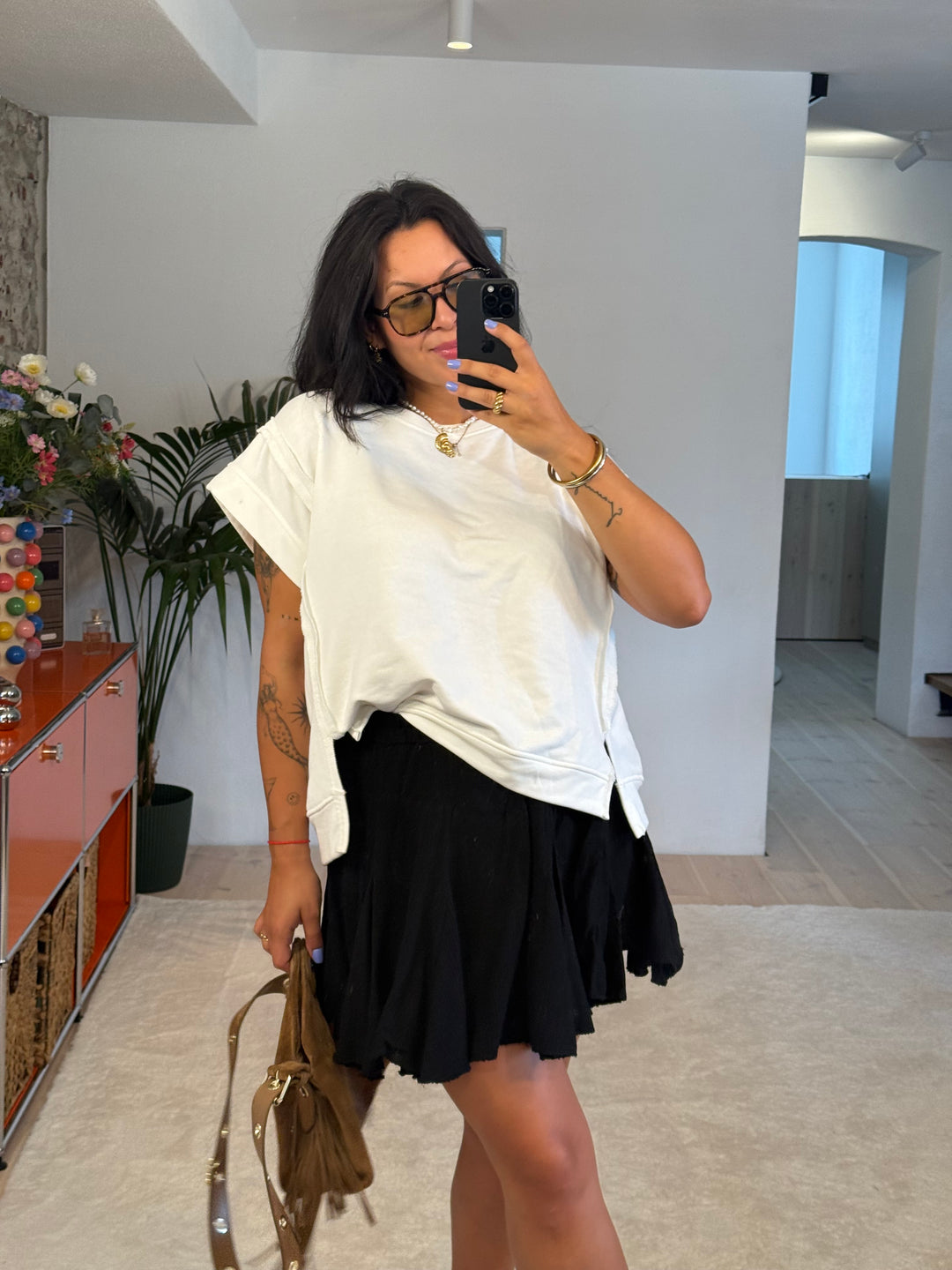 "Easy Cut" Baumwoll-Shirt in Weiß