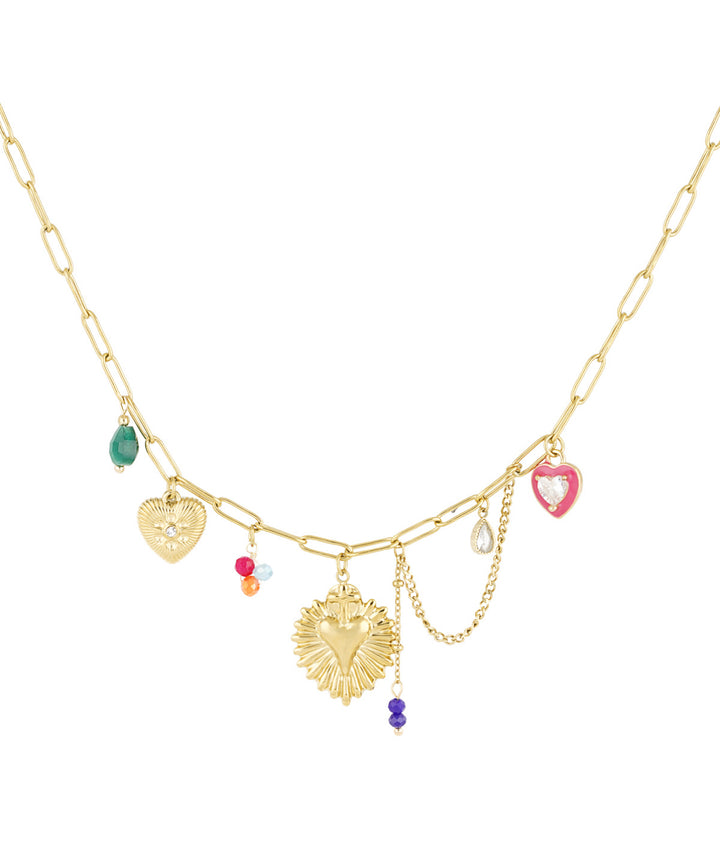 Bunte Happy Vibes -Halskette - Stainless Steel in Gold