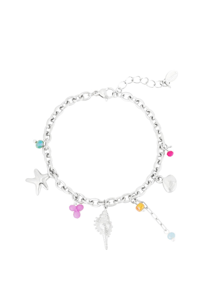 Charm Armband „Beach & Pearls“ - Stainless Steel Silber & Gold