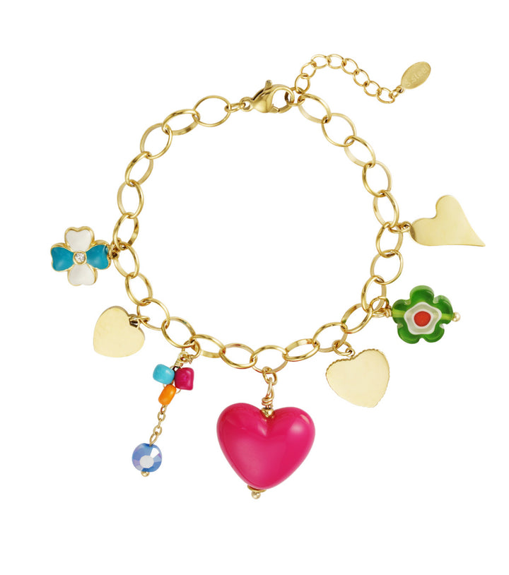 Bettelarmband „Pinky Heart“ - Stainless Steel in Gold