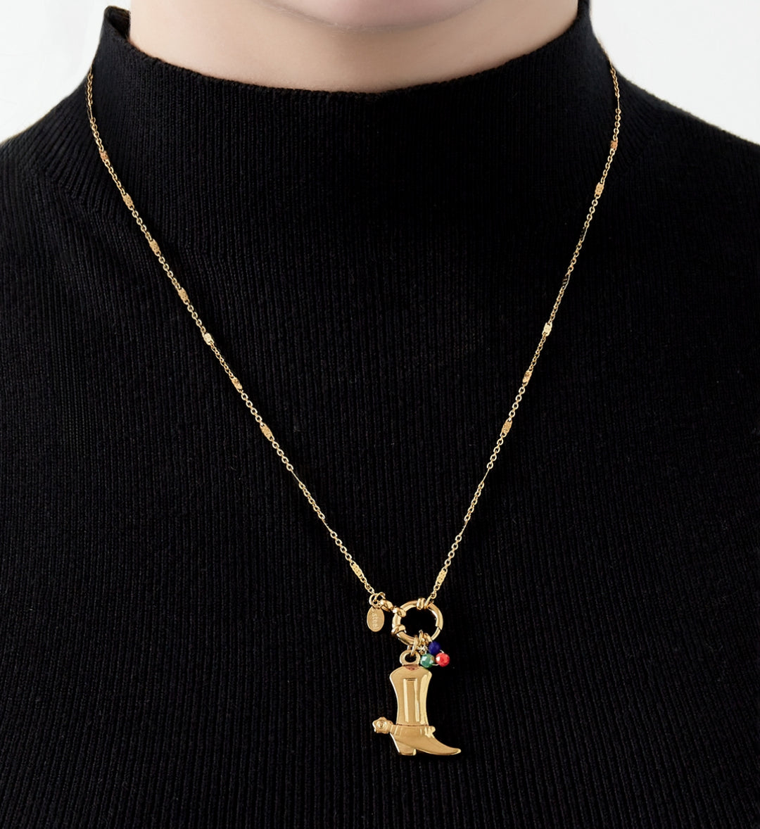 Kette mit Cowboystiefel „Howdy“ - Stainless Steel in Gold