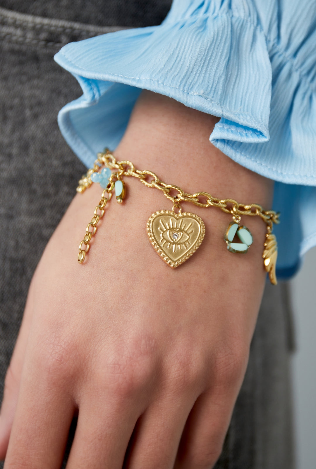 Charm Armband „Boho Heart“ - Stainless Steel in Gold