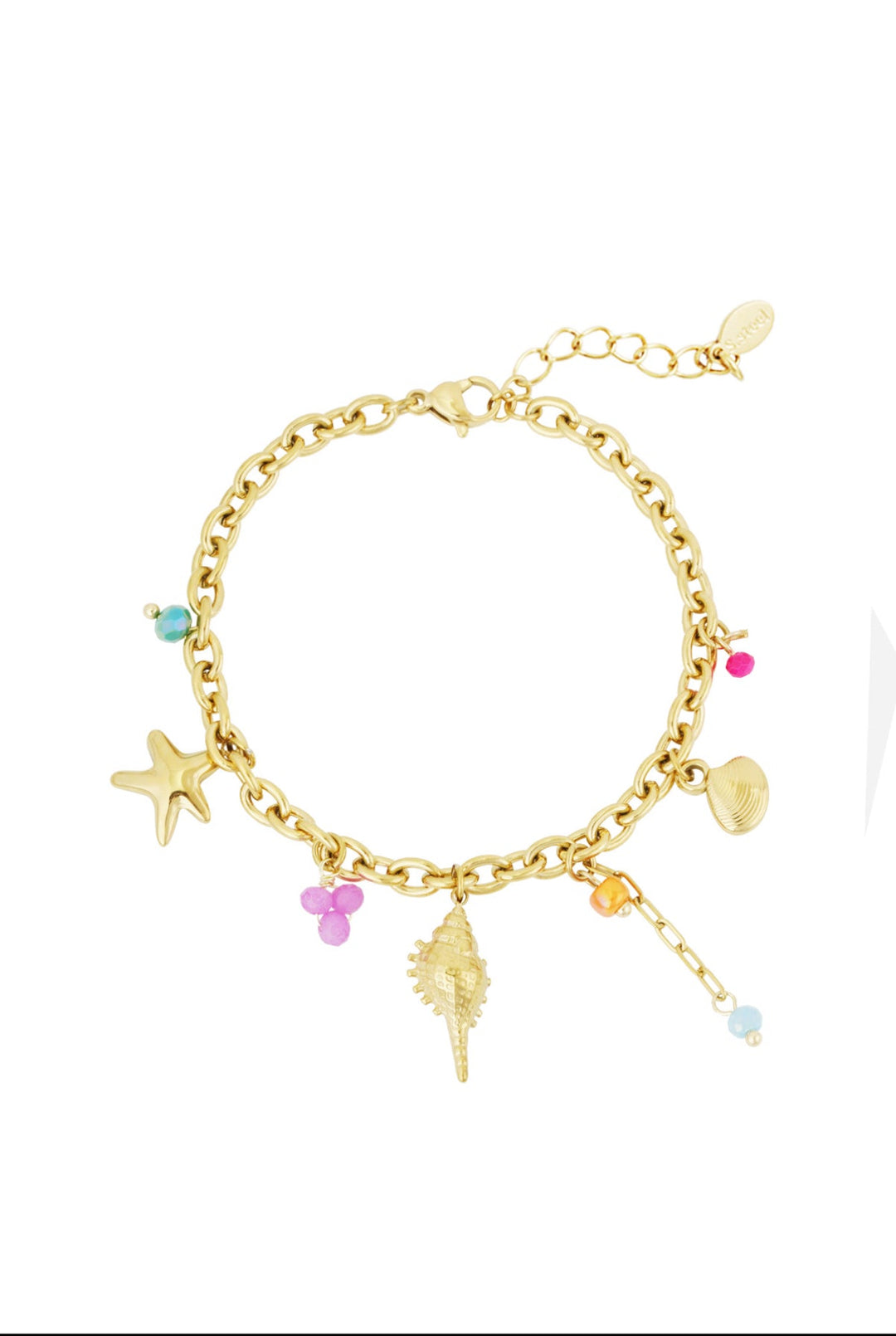 Charm Armband „Beach & Pearls“ - Stainless Steel Silber & Gold