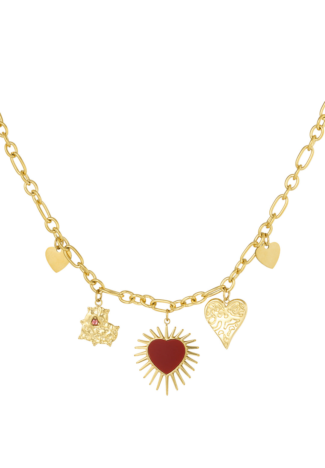 Halskette „Red Heart“ - stainless steel in Gold