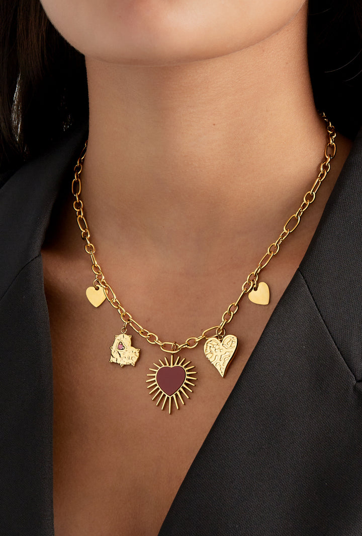 Halskette „Red Heart“ - stainless steel in Gold