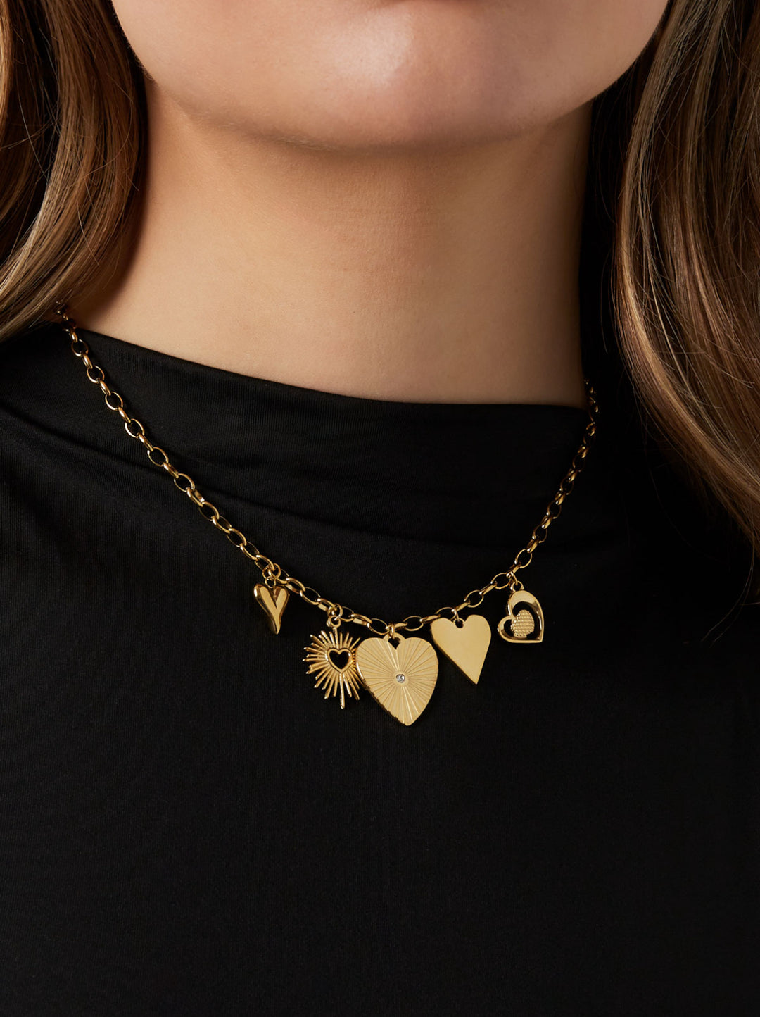 Halskette „Boho Heart“ - Stainless Steel in Gold