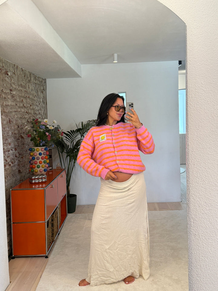 Cardigan Stripes Smiley in Pink/Orange