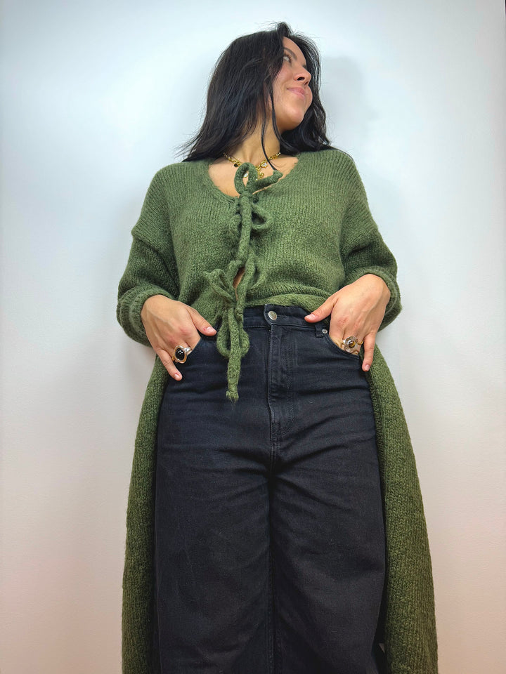 Oversized Cardigan lang mit Schleifen