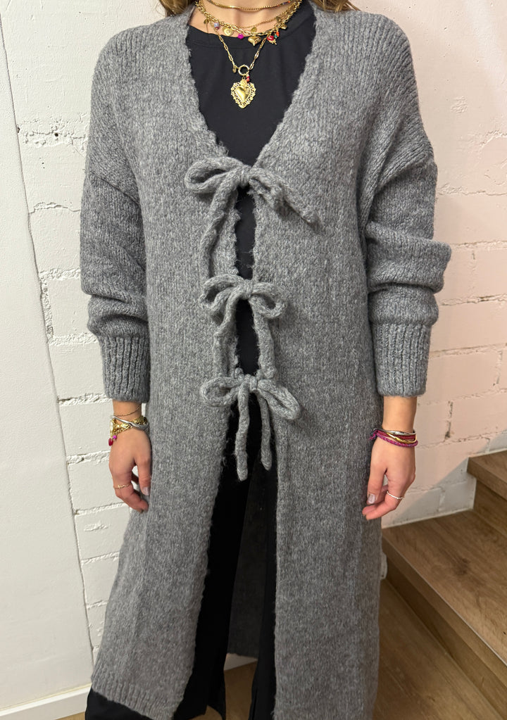 Oversized Cardigan lang mit Schleifen