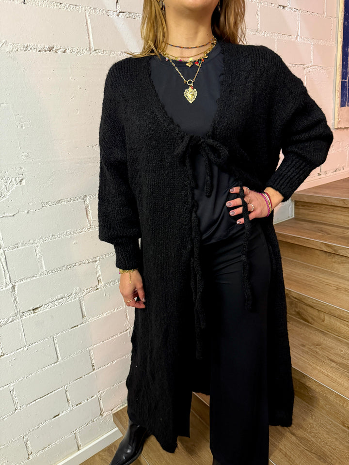 Oversized Cardigan lang mit Schleifen