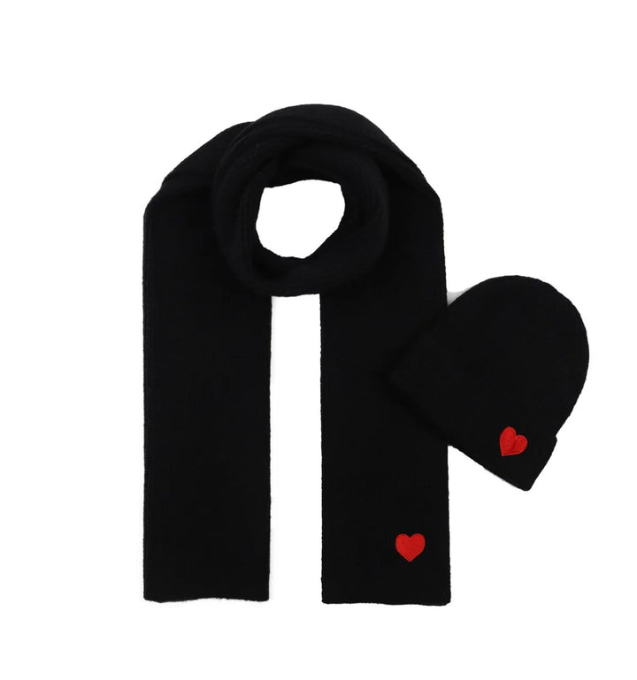 Mützen-Schal-Set mit gesticktem Herz "HERZAL"