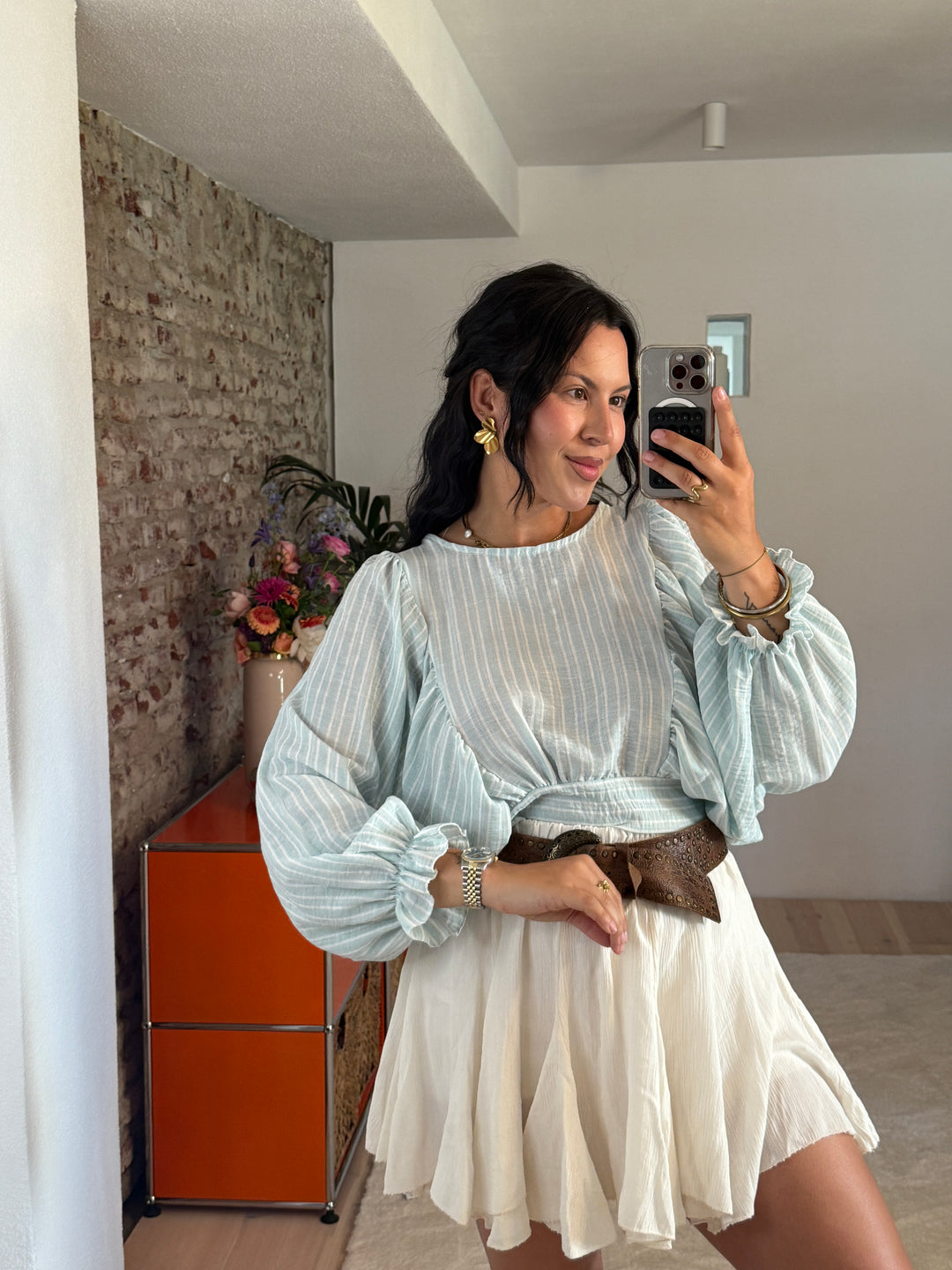Verspielte Bluse in Leinenoptik „Jolie“