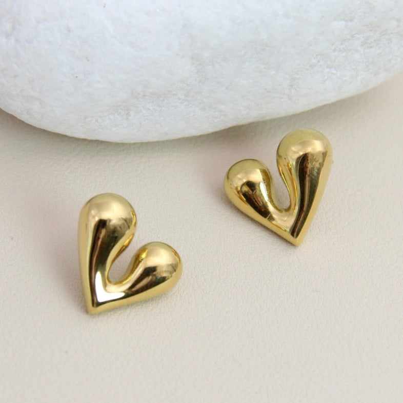 Herzohrringe „lil Heart“ - Stainless Steel in Gold