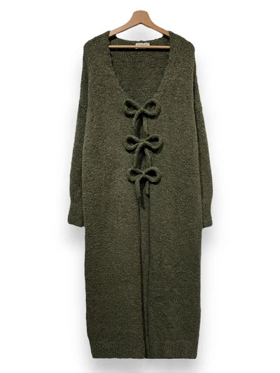 Oversized Cardigan lang mit Schleifen